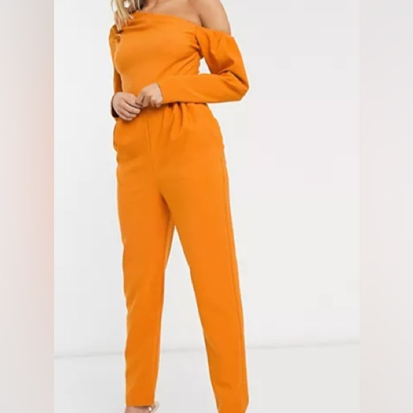 ASOS Fallen One Shoulder Long Sleeve Jumpsuit - Picture 4 of 6